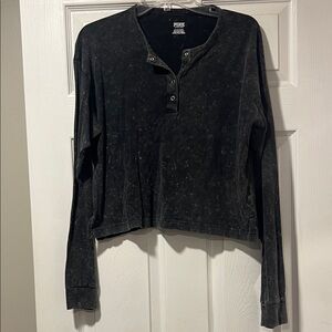 PINK Victoria's Secret Washed Black Henley Top